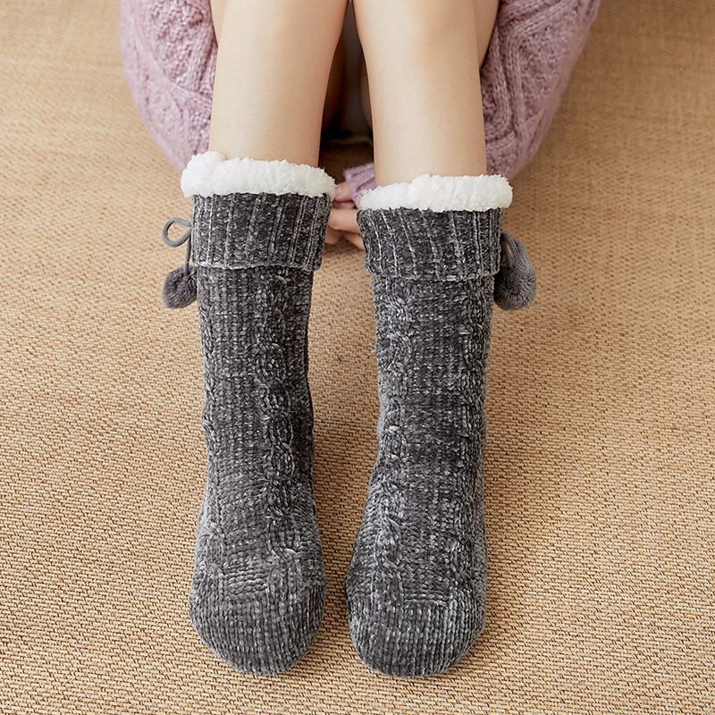 12 Pairs Slipper Socks Snow Adult Socks Floor Socks Sleeping Socks Autumn Winter Home Warm Thick Carpet Velvet Slippers Socks